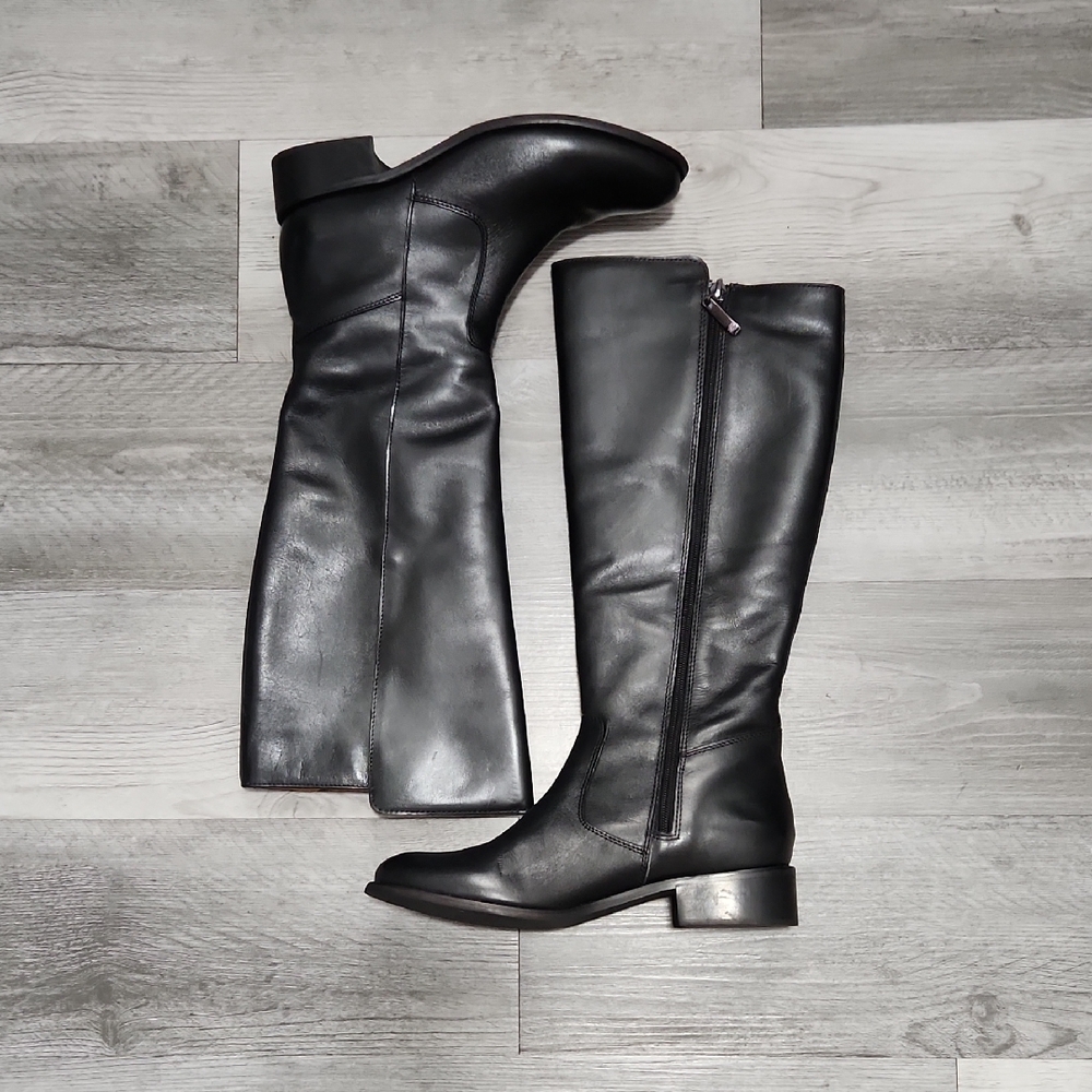 Driver Club USA Phoenix Black Leather Over the Knee Full Zip Boots Womens Size 7